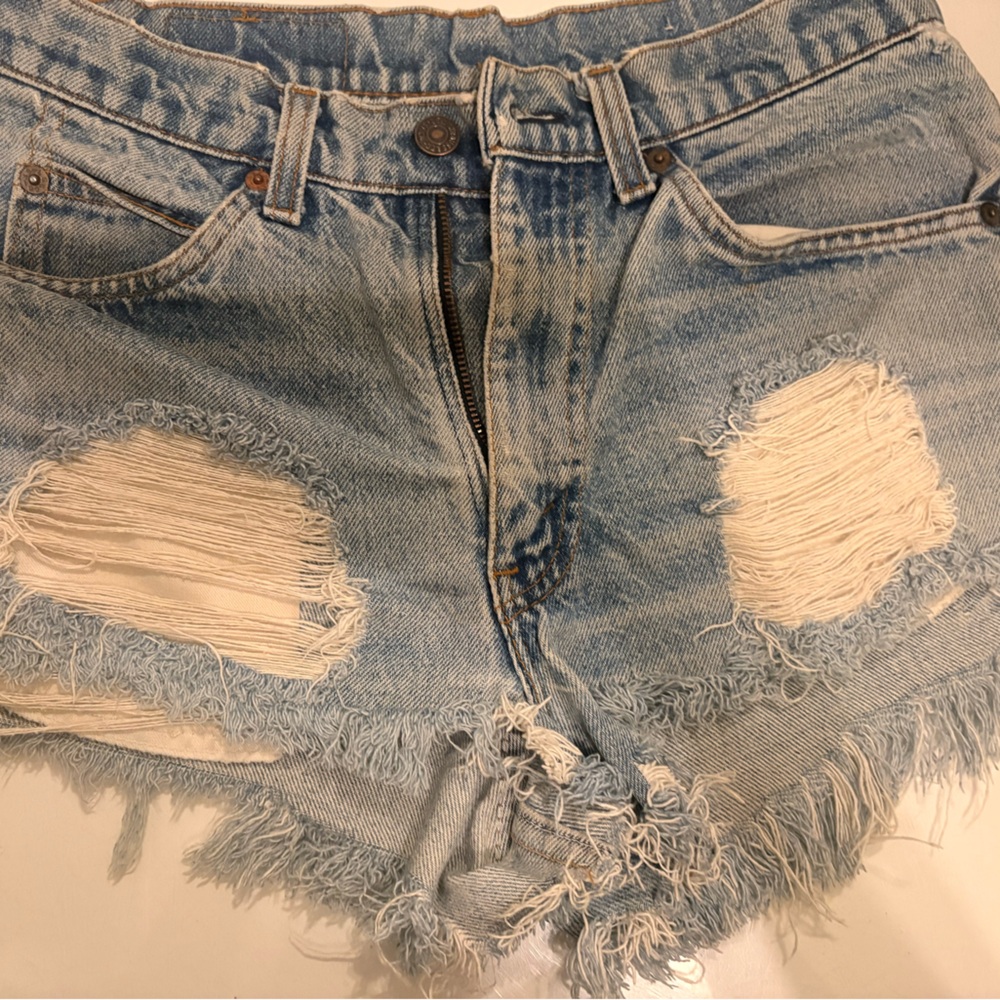 Levi's Light Blue Distressed Denim Shorts